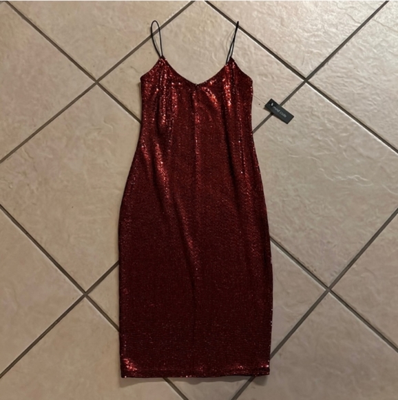 Mind Code-Red Sequins Mini Dress-Small - Picture 4 of 8